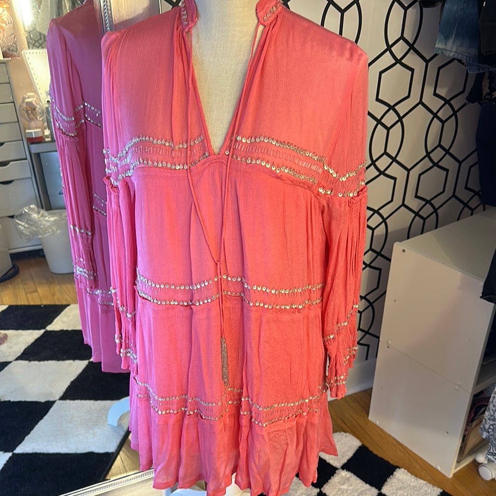 Free people solstice mini Pink with Sequin Accents